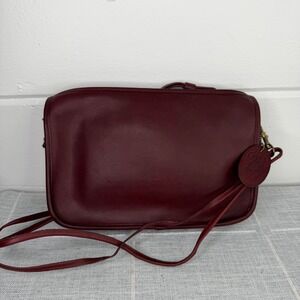Vintage Frye Carriage Bag Crossbody Purse Wristlet RARE Dark Red Leather‎